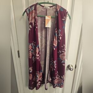 NWT Honey & Lace Long Fleece Vest Medium